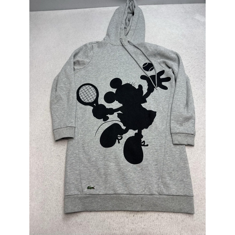 Lacoste X Disney Dress Womens 32 Gray Minnie Mouse Tennis Hoodie Fleece
